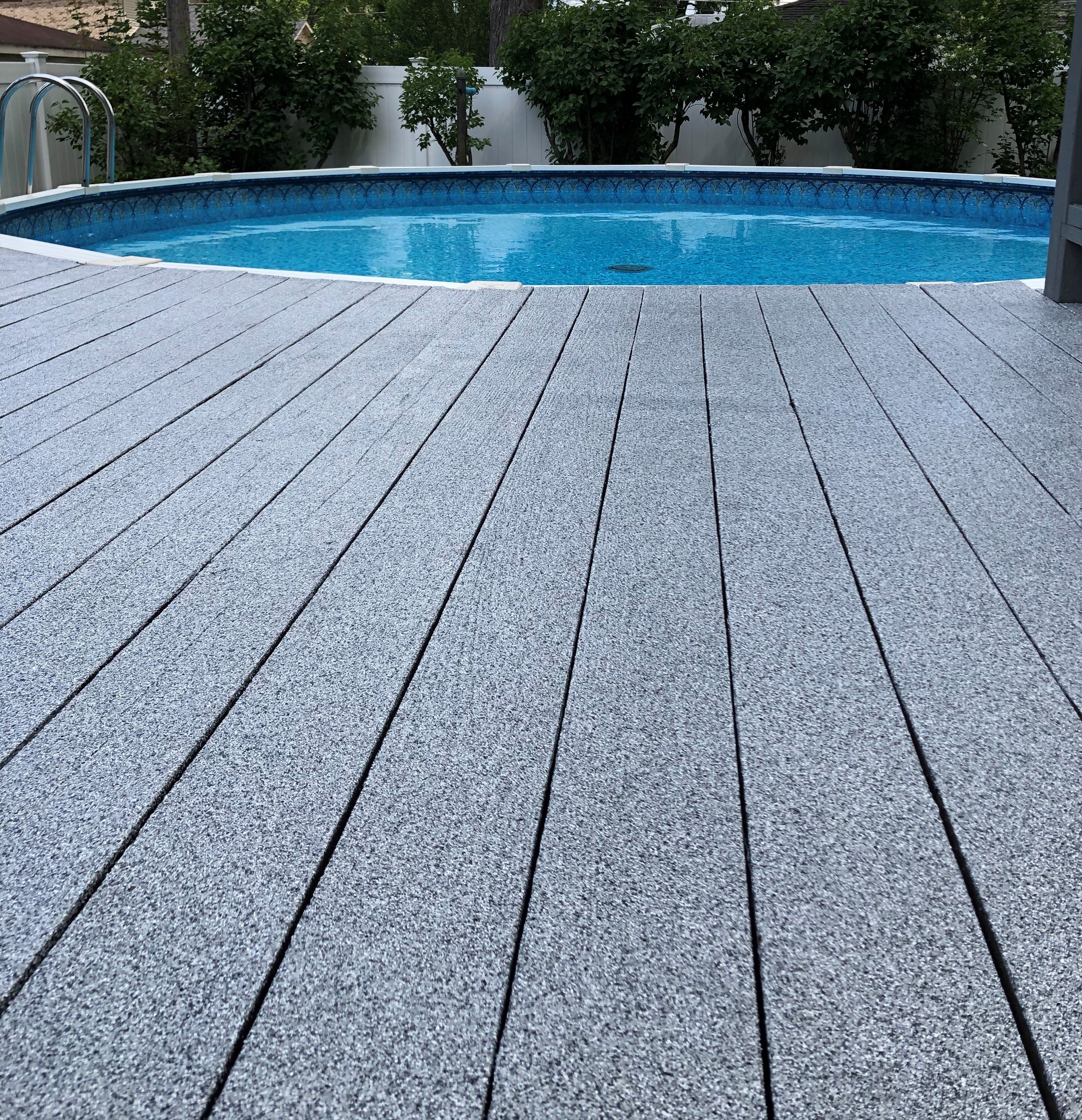 Epoxy and polyaspartic flooring for pool and deck by Performance DIY