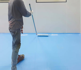 blue coating on floor