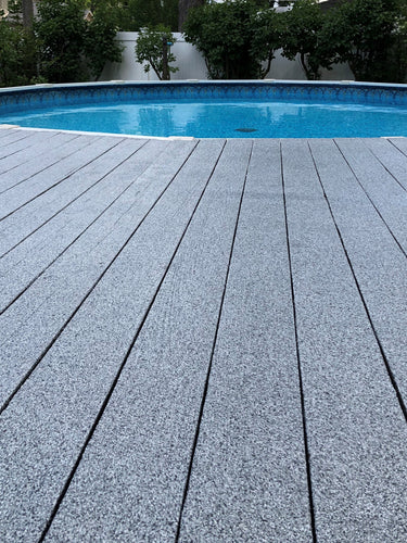 Epoxy and polyaspartic flooring for pool and deck by Performance DIY